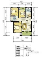 时代阳光3室2厅1卫110.5㎡户型图